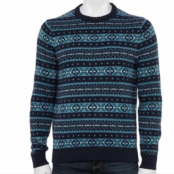 Croft & Barrow Fair Isles Snowflake Grandpa Sweater sz L - Picture 1 of 6